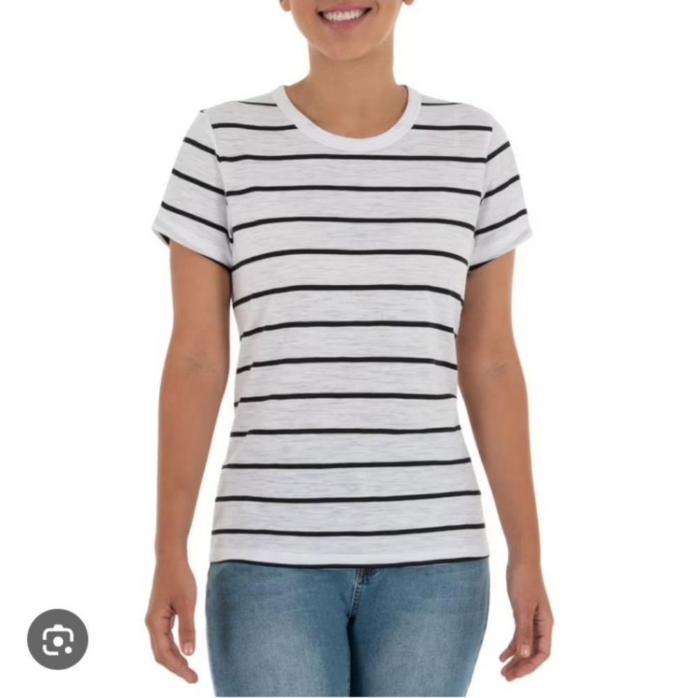 Time and Tru Classic Black and White Striped Tee